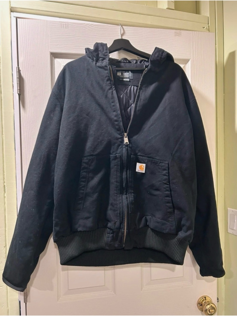 Carhartt Men's Black Hooded Work Puffer Jacket